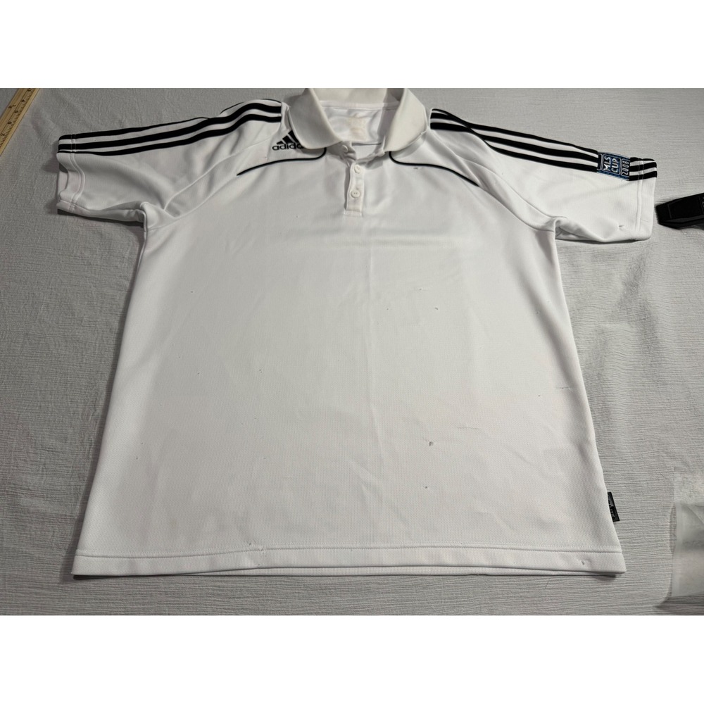 Adidas Mens MLS Cup 2008 Soccer Polo Shirt White Short Sleeve Size Large
